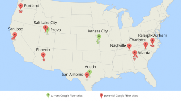 谷歌扩大光纤网络计划 将覆盖美34个城市 