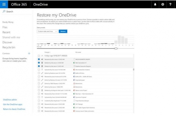 微軟本月下旬開(kāi)始增加OneDrive企業(yè)版文件恢復(fù)功能