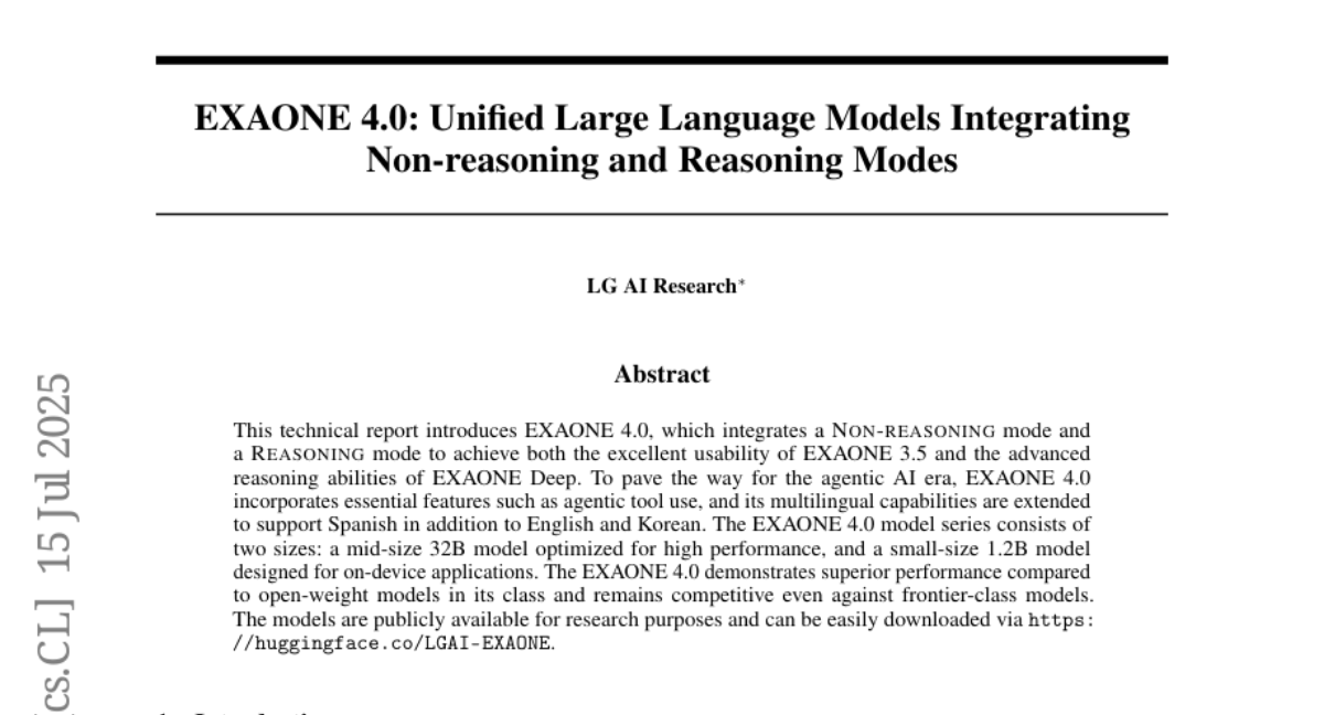 EXAONE 4.0：LG AI Research让AI能动能静，一个模型搞定快速回答和深度思考
