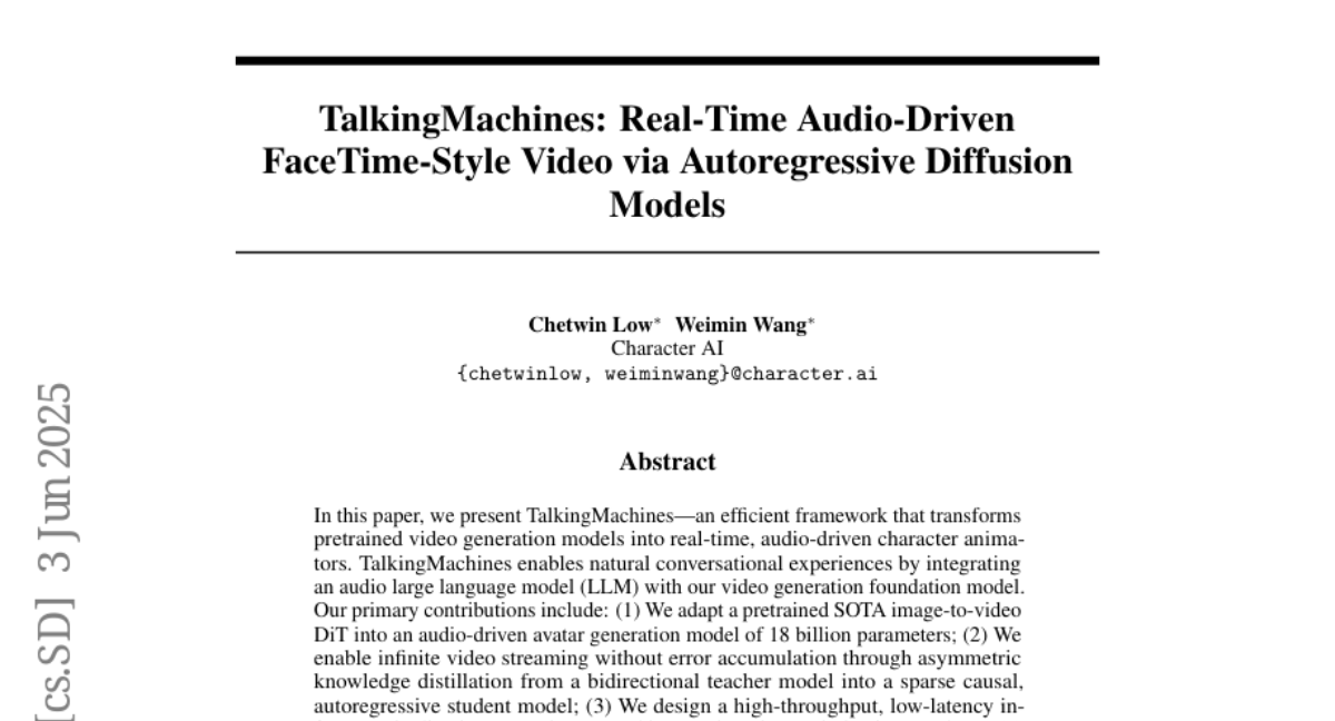 TalkingMachinesCharacter AIʵʱƵƵỰϵͳȻԻΪʵ