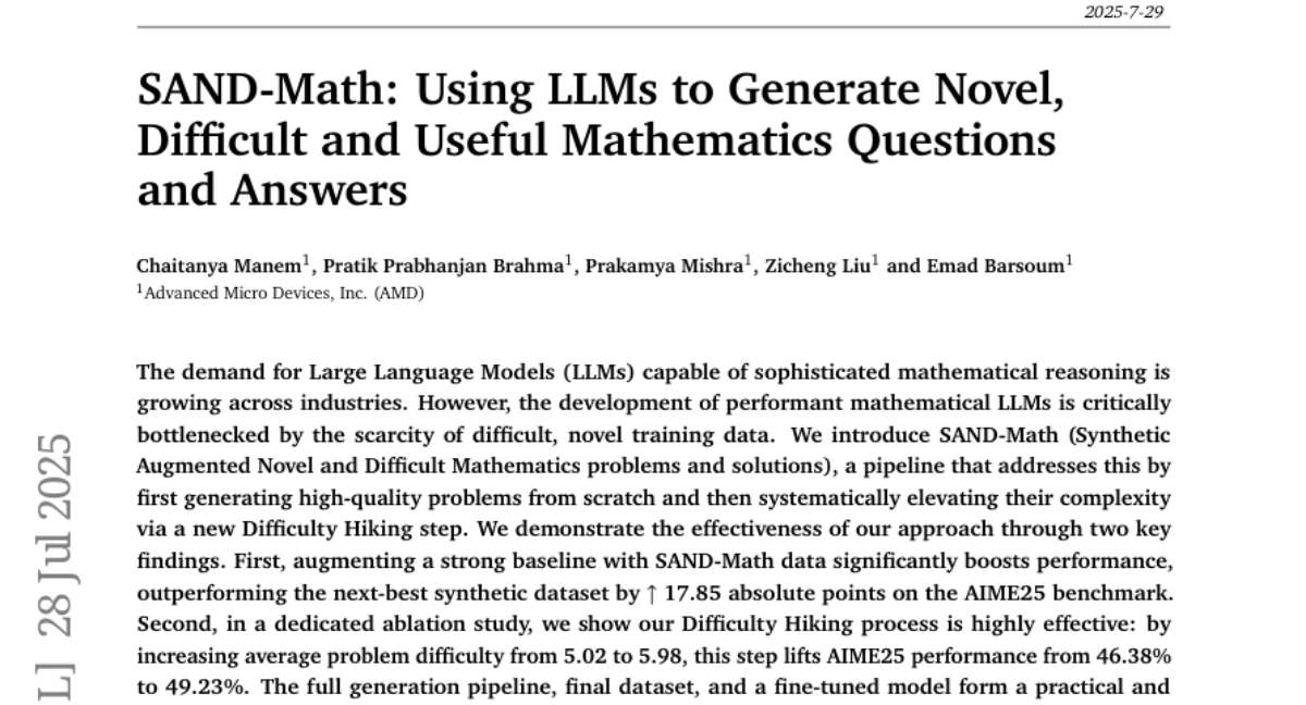 AMD发布SAND-Math：用AI造题神器让数学学习更有趣，解决理工科教育资源稀缺难题