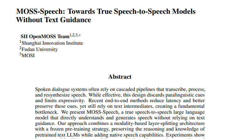 ͻƴͳԻƣOpenMOSSŶƳ""AIģMOSS-Speech