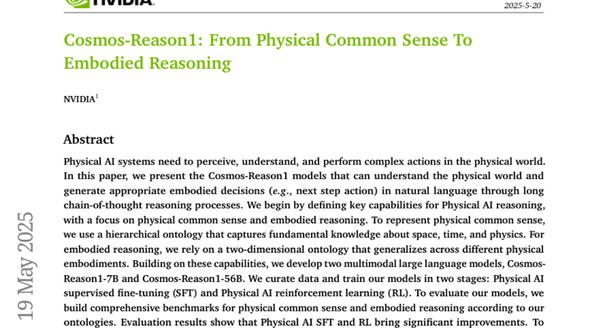 NVIDIACosmos-Reason1AIӵʶͻо