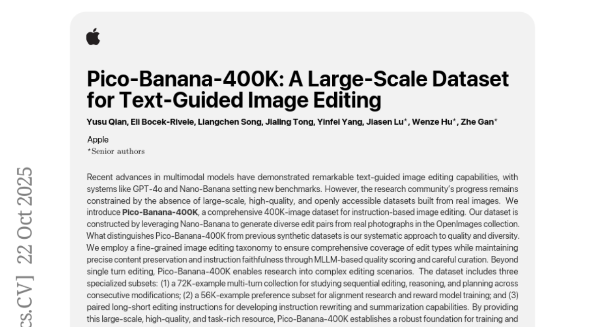 ƻ����˾����Pico-Banana-400K��40��ͼƬѵ��������AI��ͼ������һ������