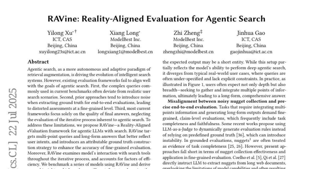 AI搜索评估新突破：清华和ModelBest联手推出RAVine框架，让智能搜索更接地气