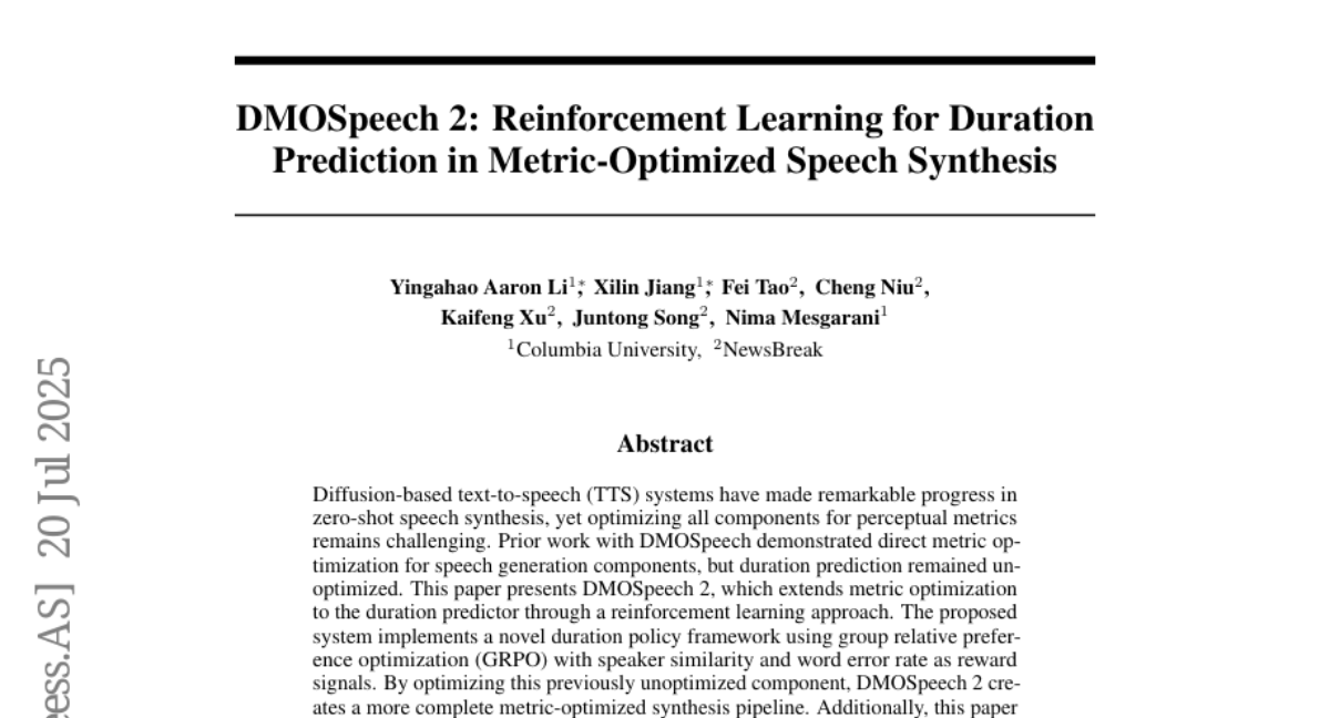 DMOSpeech 2：当AI学会“精准计时“，让合成语音更像真人说话
