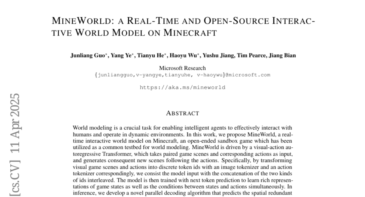 微軟研究院重磅發(fā)布：MineWorld讓你在Minecraft里實時玩轉(zhuǎn)AI世界，速度快到讓職業(yè)玩家都驚呆！