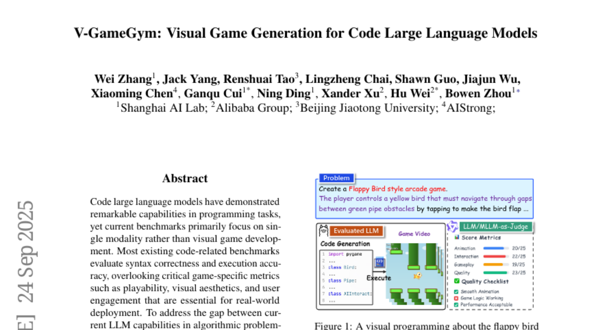 上海AI實(shí)驗(yàn)室推出游戲編程界的"智能教練"：V-GameGym如何讓AI學(xué)會(huì)寫游戲代碼？