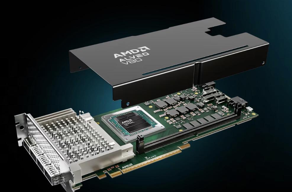  AMD launched the first mass market accelerator card product Alveo (TM) V80 brings ultra-high logical density and memory bandwidth