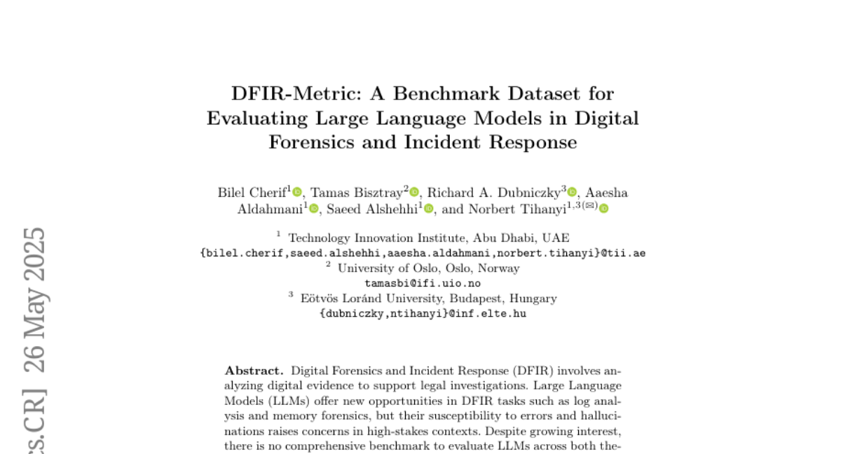 DFIR-Metric׸ȫȡ֤¼ӦĴģͻ׼Լ