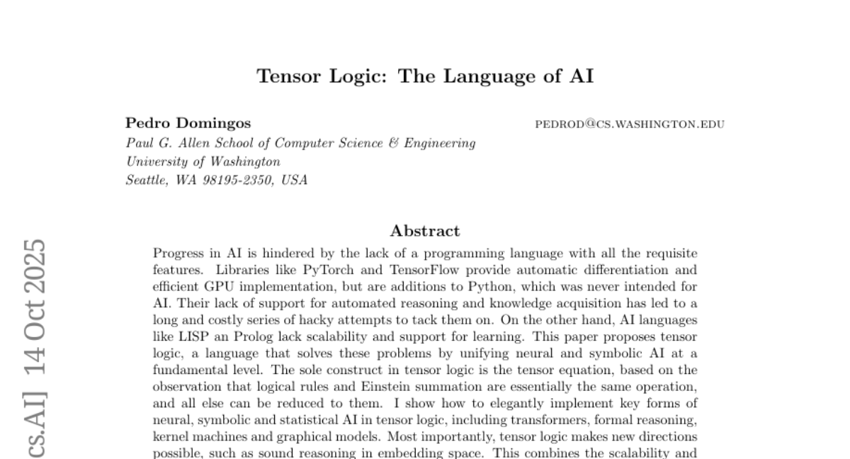 ʢٴѧƳTensor LogicAIġͨԡˣ