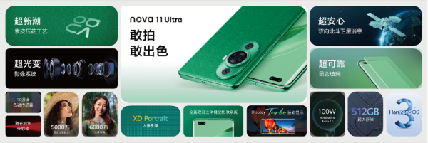 华为nova 11发布，首创素皮压花工艺，将手机打造成了一件时尚单品