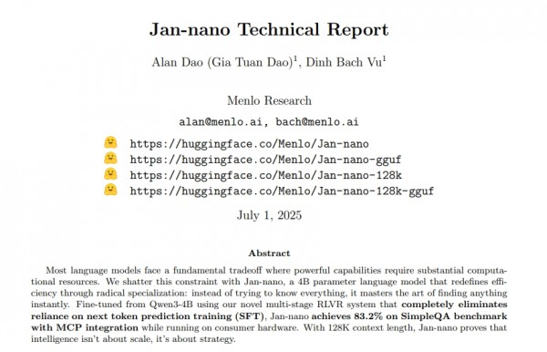 Menlo Research��ͻ�ƣ�4B������Jan-nano�����"��������"����671B�������ް�ģ��