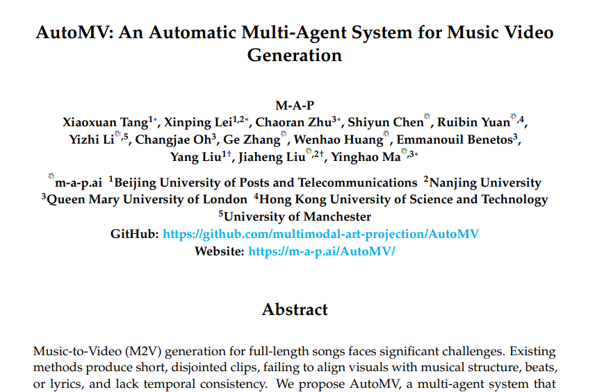 M-A-P�Ŷ��״�ʵ�֣���һ�׸��Զ���������MV��������Ƶ����ӭ��AI����