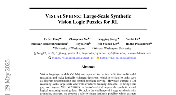 ������ģ�Ϳ�ͼ˼������ʢ�ٴ�ѧ�Ƴ�VisualSphinx��һ��660K��ģ���Ӿ��߼�ѵ�����ݼ�