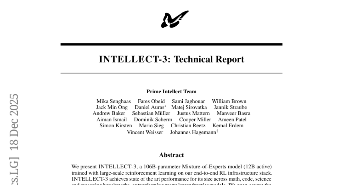 Prime Intellect�Ŷӷ�����Դѵ��ȫջ��INTELLECT-3ģ�ͳ�Խ��������ǰ��ģ��