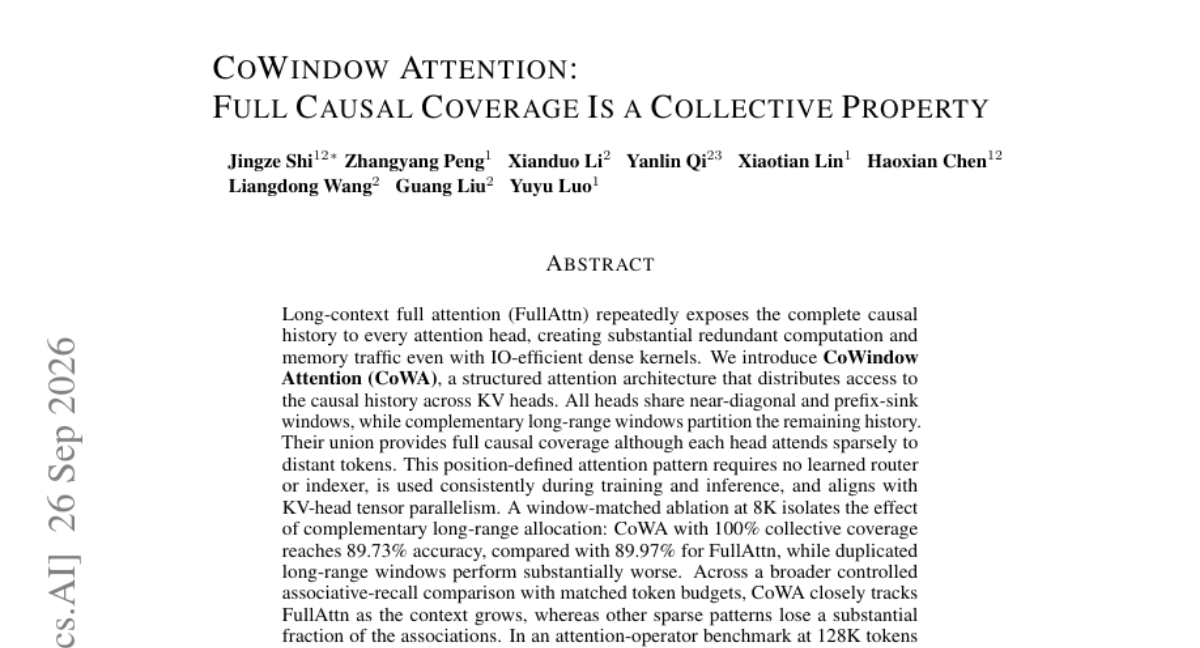 CoWindow Attention：为什么"每个人都看到全部历史"其实是一种浪费