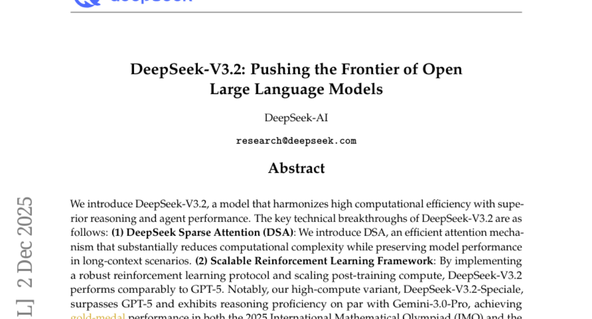 DeepSeek�Ƴ�V3.2����Դ��ģ���״���սGPT-5������ѧ�������¶����