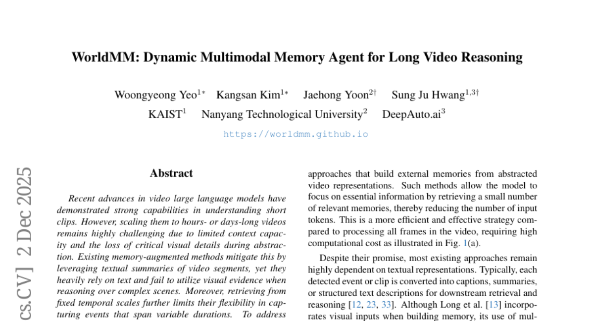 KAIST�Ŷ��ƽⳤ��Ƶ�������⣺WorldMM��AIӵ��"����������"