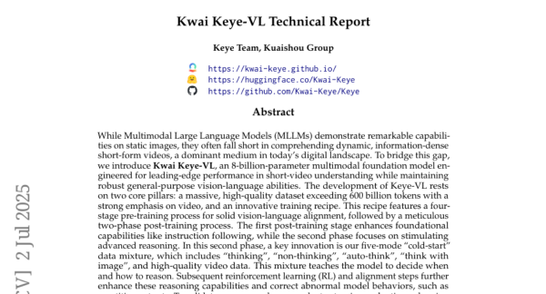 Kwai�����Ƴ�Keye-VLģ�ͣ���AI������������Ƶ��ͻ���Լ���