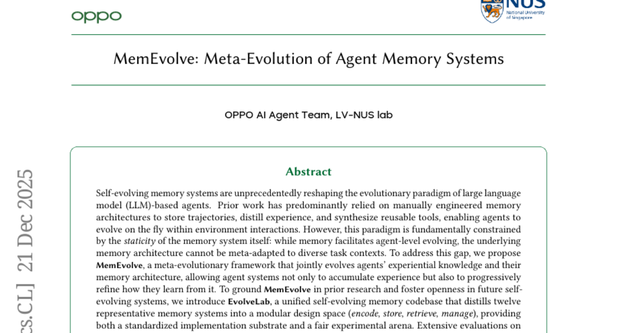 OPPO���¼��¹����Ƴ�MemEvolve����AI���������ϵͳ���ҽ�����ͻ���Կ��