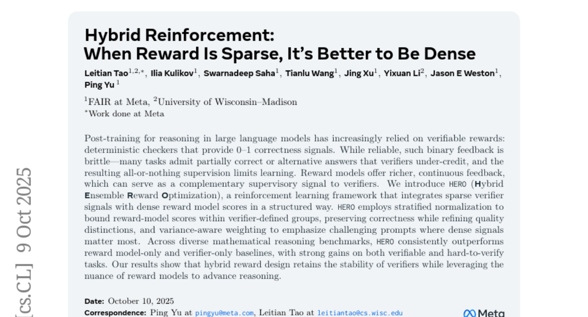 Meta实验室新突破：让AI数学推理更聪明的"混合奖励"训练法