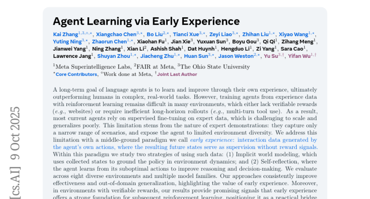 Meta顶尖研究团队首次揭示：让AI智能体从经验中成长的革命性训练方法