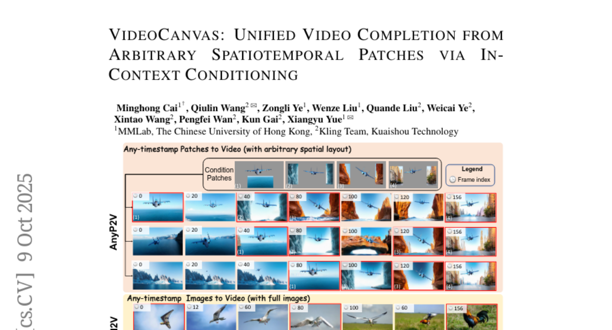 香港中文大学团队推出VideoCanvas：让视频生成如同在画布上自由作画