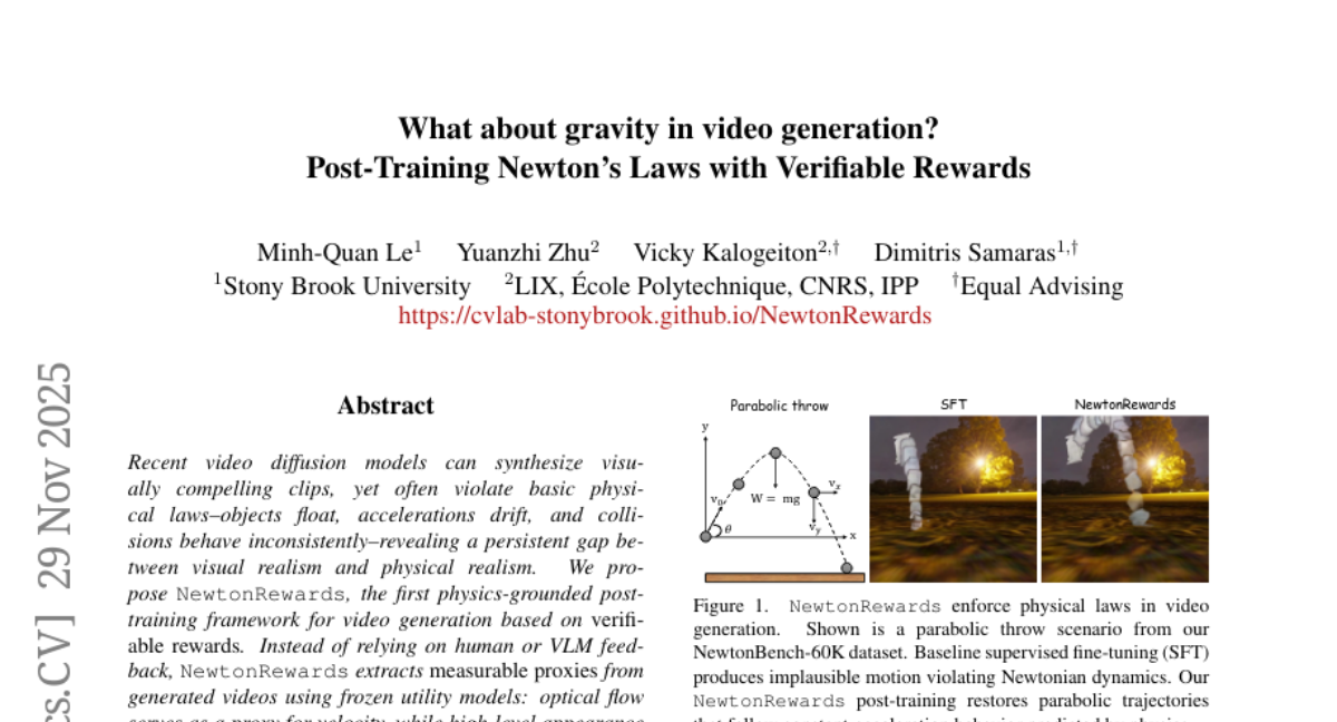 石溪大学团队解锁AI视频生成中的重力难题：让虚拟世界服从物理定律