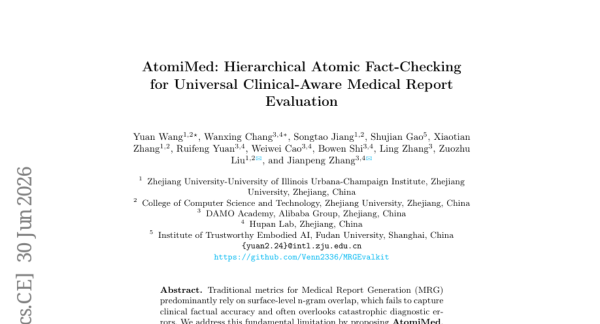 ��AIҽ��ѧ��"�������"���㽭��ѧ�Ȼ��������з���AtomiMed�����ҽѧ����������������