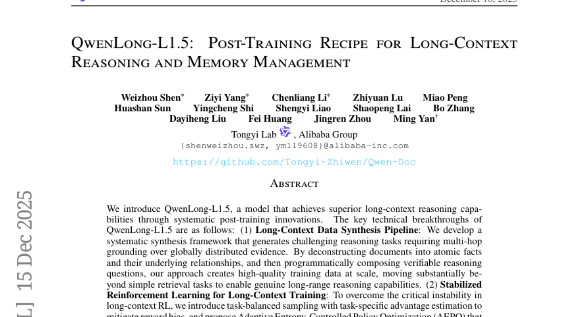 ����Ͱͷ���QwenLong-L1.5����AI�ڰ������ĵ���������ר��һ������