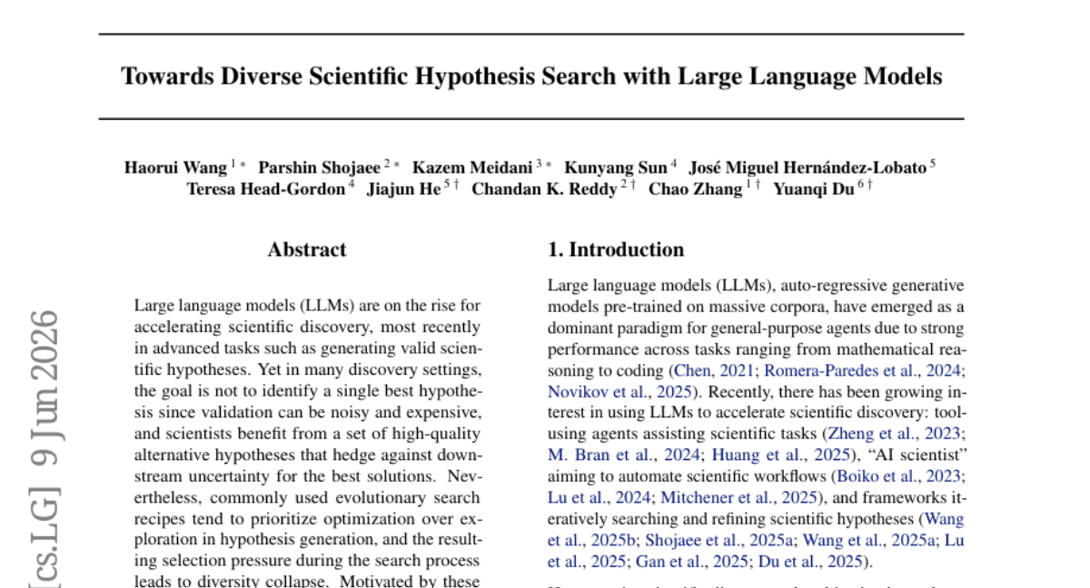当AI科学家集体"陷入近视"：佐治亚理工等七所顶校联手破解科学假设探索的多样性困局