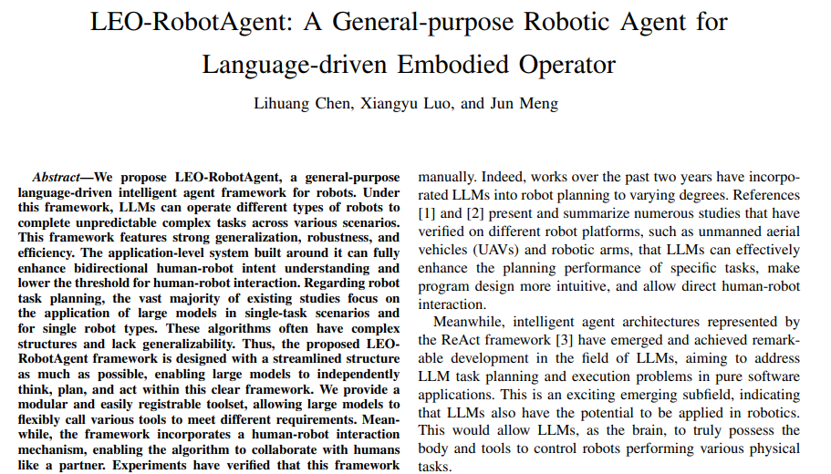 �㽭��ѧ�Ŷӿ���LEO-RobotAgent�������������ӵ��"����"��һ�仰����ָ�����˻��ͻ�е��