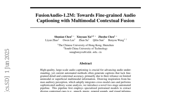FusionAudio-1.2M����AIѧ��������һ��"����"�����Ĺ��¡���������Ĵ�ѧ(����)�Ŷӵ�ͻ�����о�