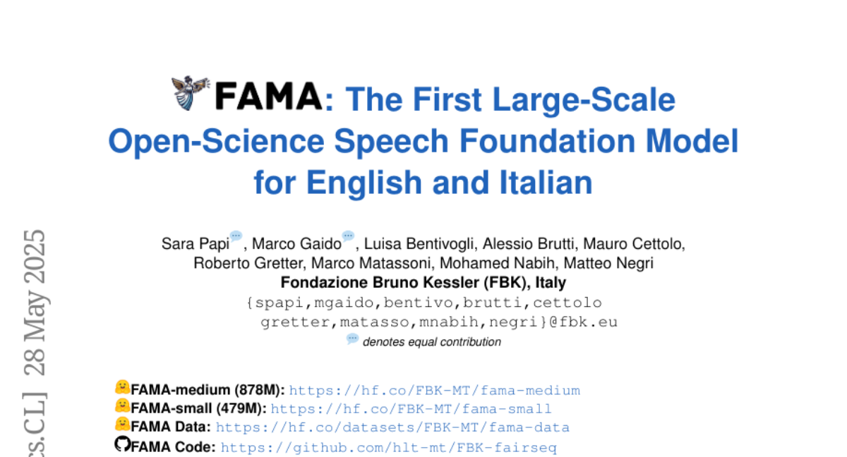 FAMA：意大利和英语的首个大规模开源语音基础模型