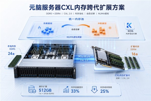 DDR5和DDR4实现同机部署内存扩容!元脑服务器推出CXL内存跨代扩展方案