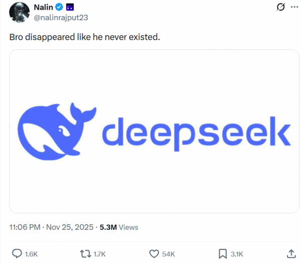 DeepSeek回应消失传闻,发布DeepSeek V3.2模型