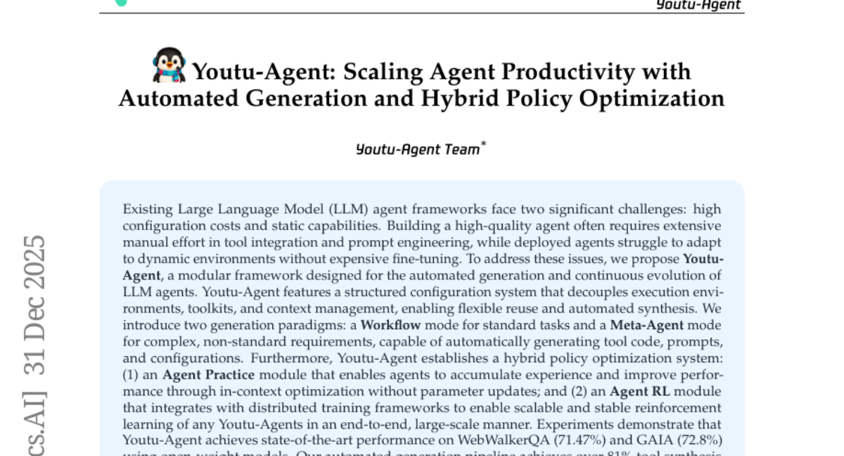 ��Ѷ��ͼ�Ƴ�Youtu-Agent����AI������"�ֹ�����"���"�Զ�����"�Ļ�ʱ�����