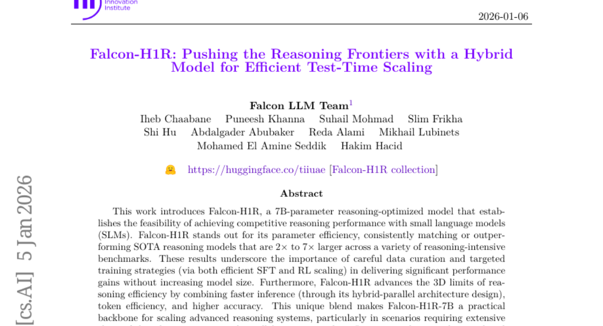 TII����Falcon-H1R��ֻ��7B������Сģ�ͣ���Ȼ�����������ϻ�����32B�ĳ���ģ�ͣ�