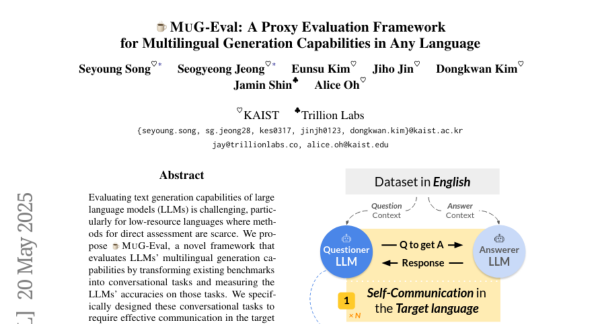 MUG-Eval: �ö�����ģ������������Ϸһ���� �� KAIST��Trillion Labs�����о�ͻ��