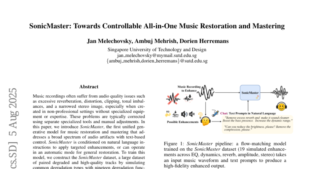 SonicMaster：新加坡科技设计大学团队让破音音乐起死回生的神奇技术