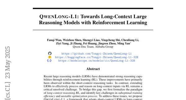 QwenLong-L1������Ͱ���ǿ��ѧϰ����ĳ��ı�����ģ�ͣ���ԽOpenAI-o3-mini