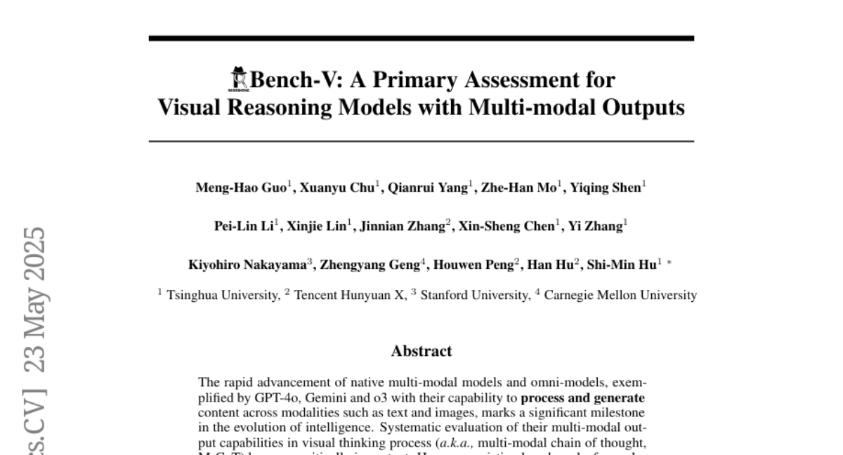 Bench-V：首个评估多模态输出视觉推理能力的基准测试