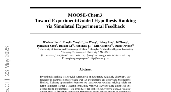 MOOSE-Chem3��ͨ��ģ��ʵ�鷴�����м�����������ʵ������ʽ��ѧ����