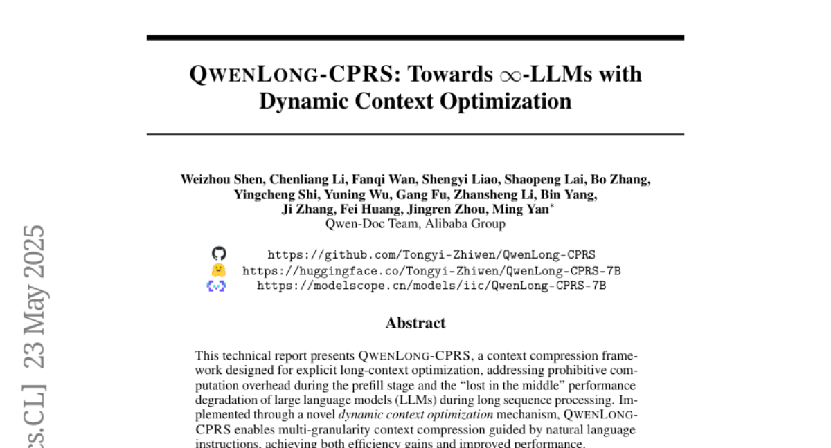 QwenLong-CPRS: ͰƳͻ޳ıڵĶ̬Ż
