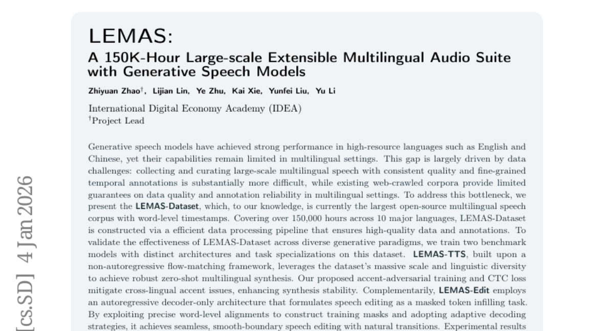 IDEA�о�Ժ����LEMAS���׸�15��Сʱ�������������ݼ�����AI������һ����Ȼ��˵���ͱ༭����