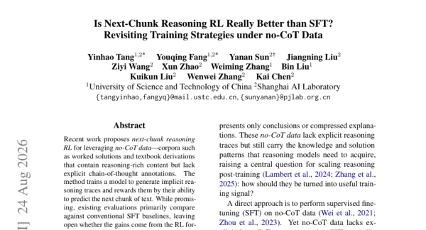 ����60��ѵ��������Ч��ȴ���next-chunk reasoning RL�����Ǹ�α����