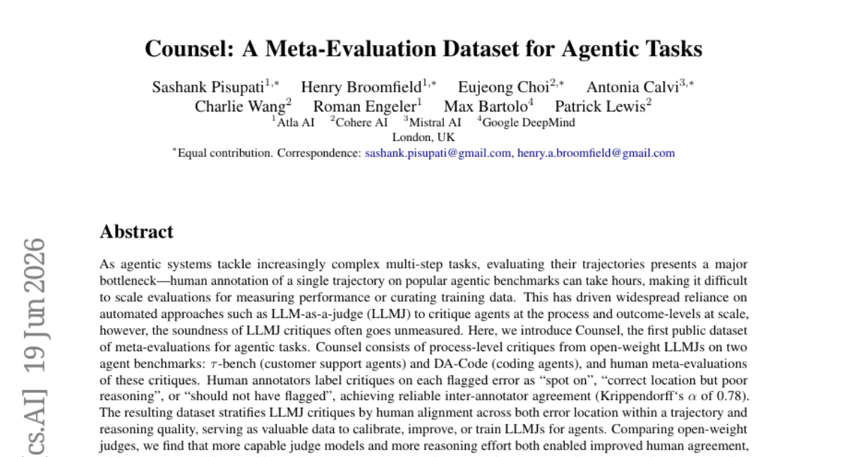 当AI"审判官"需要被审判：Atla AI、Cohere AI、Mistral AI与Google DeepMind联合发布首个智能体评估质量数据集