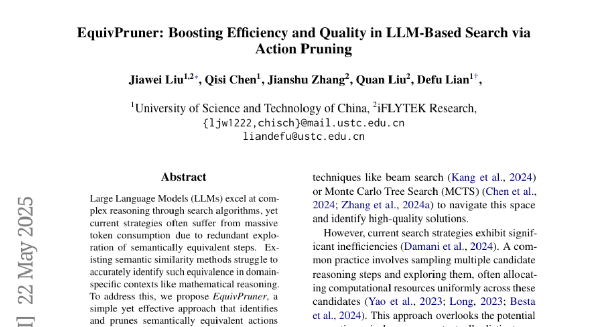EquivPruner：通过行动剪枝提升大型语言模型搜索的效率与质量