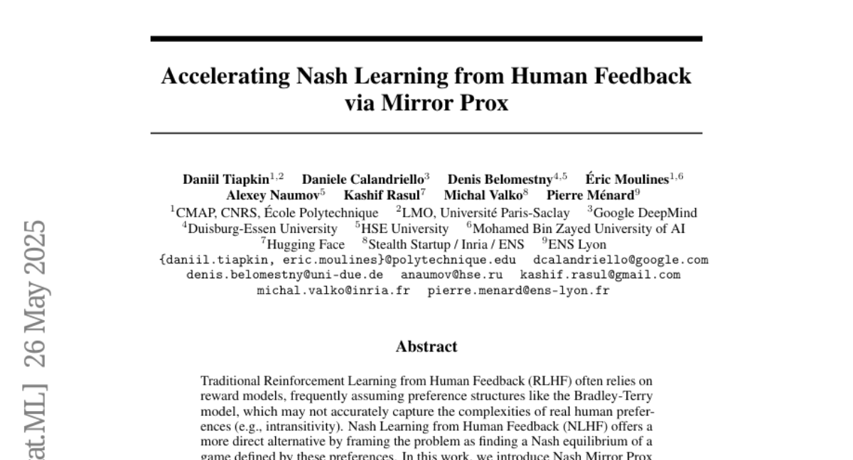Nash Mirror Prox：加速人类反馈中的Nash学习
